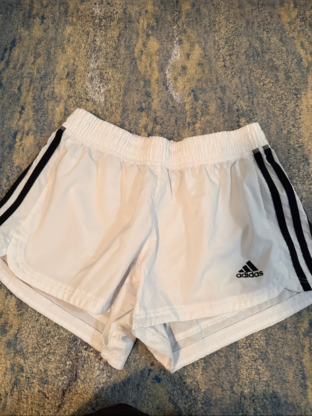 adidas White Women's Athletic Shorts with Black Stripes